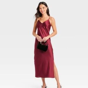 Burgundy Midi Slip Dress
